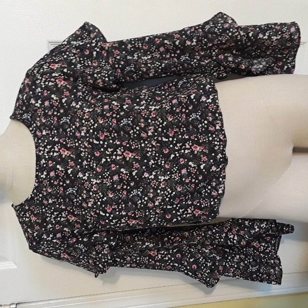 Forever 21 ditzy floral ruffle sleeve elastic waist boho top sz M pretty blouse - Picture 3 of 14